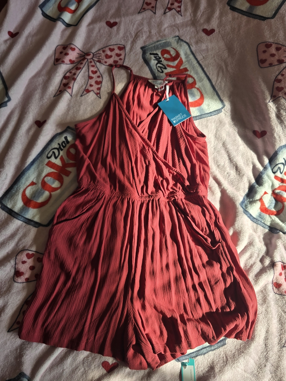 Coral Sleeveless Romper